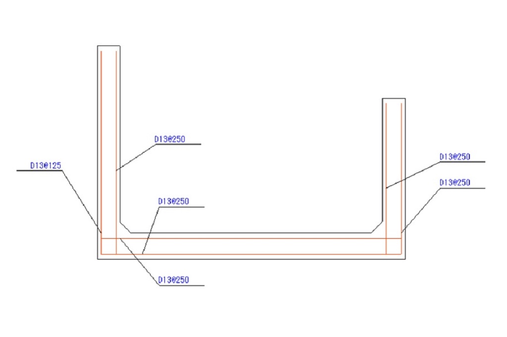 U型水路の設計_鉄筋組立図